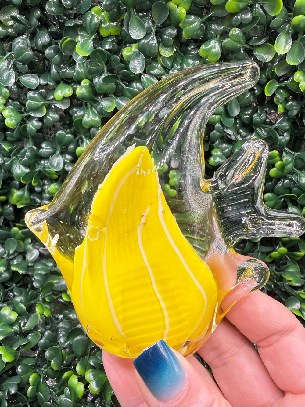 Art Glass Murano Style Hand Blown Glass Fish Paperweight Figurine
